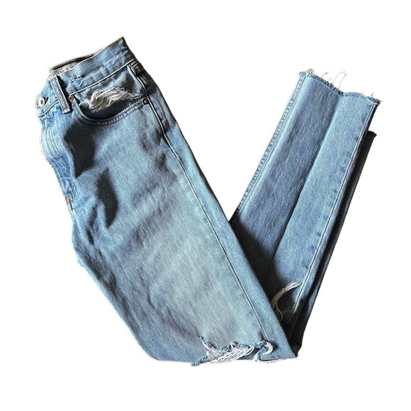 Rag & Bone Marilyn Jeans Women's 26 Light Wash Distressed Raw Hem Straight Leg - Picture 4 of 11